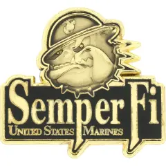 United States Marine Corp Semper Fi Bulldog Logo Pin 1"