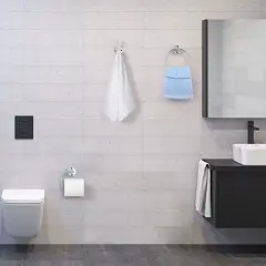 4-Piece Stainless Steel Bathroom Set Toilet Paper Holder, Towel Ring & 2 Hooks Rustproof Compact Design, Easy Installation for Modern Bathrooms