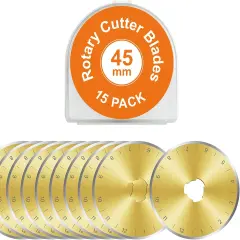 Titanium Coated 15 Packs 45mm Rotary Cutter Blades 45mm Quilting supplies Rotary Cutter Blades for fabric by , compatible with ,Sharp and Durable