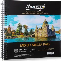 Mixed Media Paper Sketchbook, 11" X 14", 60 Sheets/Each, 123 LBS/200 GSM, Spiral-Bound Pad, Micro-Perforated, Ideal for Wet & Dry Media Like Marker, Watercolor, Acrylic, Pastel, Pencil