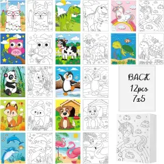 12 Pcs Pre Drawn Canvas for Painting for Boys Girls Pre Printed Cute Bulk Painting Canvas with Pictures to Paint Gift