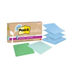 Post-it&reg; Super Sticky Recycled Pop-up Notes R330R-6SST, 3 in x 3 in (76 mm x 76 mm), 100% PEFC, SGSCH-PEFC-COC-110078