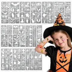 135 PCS Temporary Tattoo Stencils(Silver Halloween)