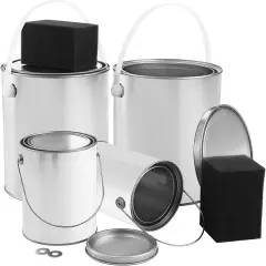 4 Pack Empty Paint Can - Metal Bucket Container with Lid
