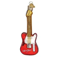 Old World Christmas 4.75 In The Rolling Stones Guitar Christmas Tree Ornament , Christmas Decor Iconic Group Instrument Red