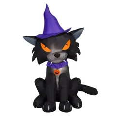 6' Animated Black Cat Halloween Inflatable with Turning Head
