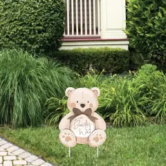Big Dot of Happiness We Can Bearly Wait - Outdoor Lawn Sign - Teddy Bear Baby Shower Yard Sign - 1 Piece