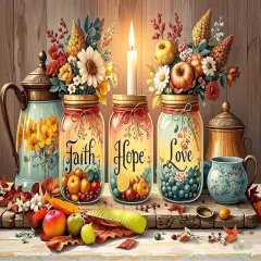 Faith, Hope, Love Wishing Bottle Diamond Art Kits for Adults