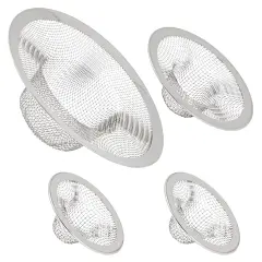 Juvale 4-Pack Stainless Steel Kitchen Sink Drain Strainer, Mesh Screen Drainer and Hair Catcher for Bathroom (4.3", 2.8" and 2.1") Silver