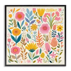 Stupell Industries Cottage Florals Pattern Framed Giclee Wall Art Design by Petal Prints Design