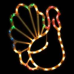 Northlight Lighted Turkey Thanksgiving Window Decoration &ndash; 18" - Multi-Color White