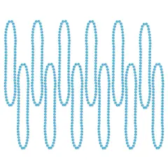 144 Pack Bulk Party Bead Necklaces - Small Round turquoise