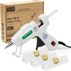Mini Hot Glue Gun with 30 Glue Sticks, Fast Heating Hot Melt Gun, 20W Glue Gun Kit, Lightweight Craft Gun for DIY, Home Repairs, Kids' School Projects, White