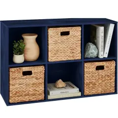 Best Choice Products 6-Cube Bookshelf, 11in Display Storage System, Organizer w/ Removable Back Panels Navy