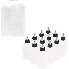 Boston Round Squeeze Bottles with Twist Caps (8 oz, White, 12 Pack) Clear