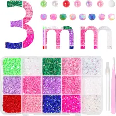 3 mm Flatback Pearls and Rhinestones - Multicolor