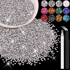 5000PCS 3mm Resin Flatback Rhinestones with Pickup Pen and Tweezers (Silver)