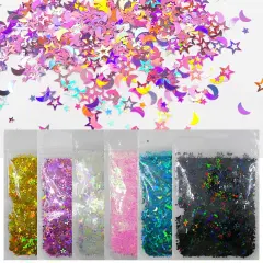 6 Colors Star Moon Chunky Glitter Flakes Resin Epoxy Accessories