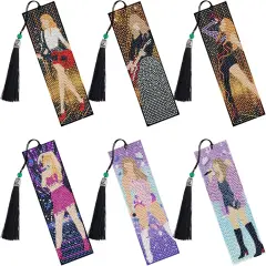 6 Pcs DIY Pop Star Diamond Painting Bookmarks Kits