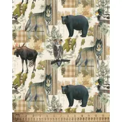 Animals Wilderness Cotton Fabric | By the Yard | Sewing and Crafting | 44 inches wide