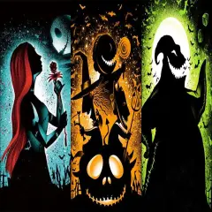 Jack and Sally Stamped Cross Stitch Kits - Halloween Printed Counted Cross Stitch for Beginners