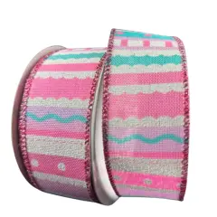 1.5" Whimsy Stripe Ribbon: Pink, Aqua, Lavender