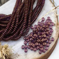 *100* 6mm Gold Lustered Crystal Alexandrite Smooth Rondelle Beads