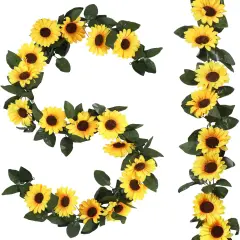 Sunflower Garlands Decor-2 Pack 7.5ft/Pcs Artificial Sunflower Vines Silk