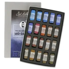 Richeson Soft Handrolled Pastels - Mid Darks 1, Set of 20