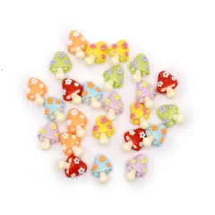 Pastel Mushroom Resin Craft Embellishments Whimsical Shank-Back Buttons 24pcs