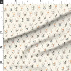 Various Fabrics by the Yard or Fat Quarter Animal Portraits Whimsical Woodland Fun Cute Happy Cheerful Soft Beige Pastel Small Scale Custom Printed Fabric by Spoonflower