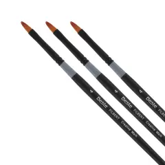 Creative Mark Beste Golden Taklon Filbert #4 - 3 Pack Artist Paint Brush, Professional Watercolor Brushes, For Acrylic Painting, Short Handle, Sharp Edges, Hand-Tied & Shaped