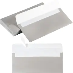 50 Pack Shiny #10 Business Envelopes Self Seal Standard Envelopes with Gold Stickers for Office Checks, Business Cards, Letter Mailing Invoices, 4.13 x 9.49 Inches (Silver)