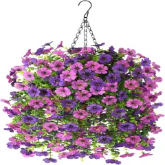 Artificial Fake Hanging Plants Flowers Baskets for Outdoor Outside Spring Decor