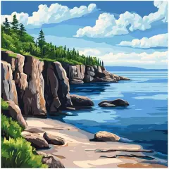 Lake Superior Paint by Numbers for Adults Kits, Rocky Cliffs Paint by Number, North America Landscape Acrylic DIY Oil Painting on Canvas, Home Wall Decor - Natural Scenery