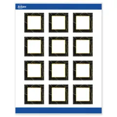 Avery Printable Square Labels with Sure Feed Technology, Pre-Printed Black Border with Gold Pattern, Matte White, 2" x 2", Laser & Inkjet Compatible, 120 Total