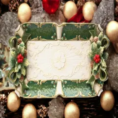 Hand Painted Ceramic Christmas Holly Tray, Home D&eacute;cor, Gift for Her, Gift for Mom, Kitchen D&eacute;cor, Christmas D&eacute;cor