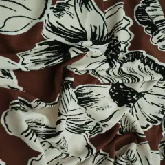 Big Floral Korean ITY Knit Fabric Soft Stretch Polyester Spandex 58/60&rdquo; Wide BROWN