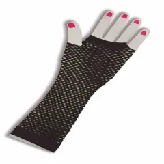 80's Fishnet Fingerless Gloves Black