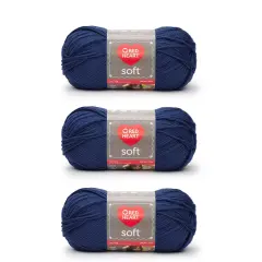 Red Heart Soft Royal Blue Yarn - 3 Pack of 141g/5oz - Acrylic - 4 Medium (Worsted) - 256 Yards - Knitting/Crochet