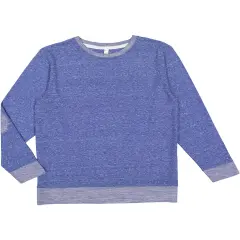LAT&reg; Harborside Melange French Terry Crewneck with Elbow Patches ROYAL MELANGE