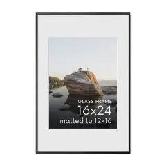 Haus and Hues Aluminum Glass and Matted Picture Frame Black