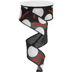 1.5" Royal Canvas Golf Balls & Tee Ribbon: Black (10 Yards)