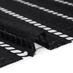 1 Yard Black Corded Lace Fabric Squares Stripes Sheer Nylon Rayon Lightweight Drape 52 Inch Width
