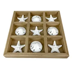 Wooden Tic Tac Toe Game Starfish Sand Dollar Coastal Beach Decor 7 in Board Gift