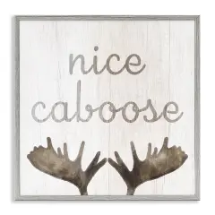 Stupell Industries Nice Caboose Bathroom Moose Framed Giclee Art Gray Frame