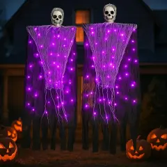 2 Pack Hanging Light Ghost Spooky Skeletons Decor Supplies