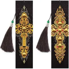 2 Pieces Religion Cross Diamond Painting Bookmark Kit(21 x 6 cm)
