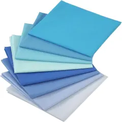 8Pcs 18x22 inch 100% Cotton Fabric Solids Blue Color Fat Quarters Quilting