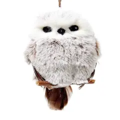 Brown and White Owl Ornament - Ears In